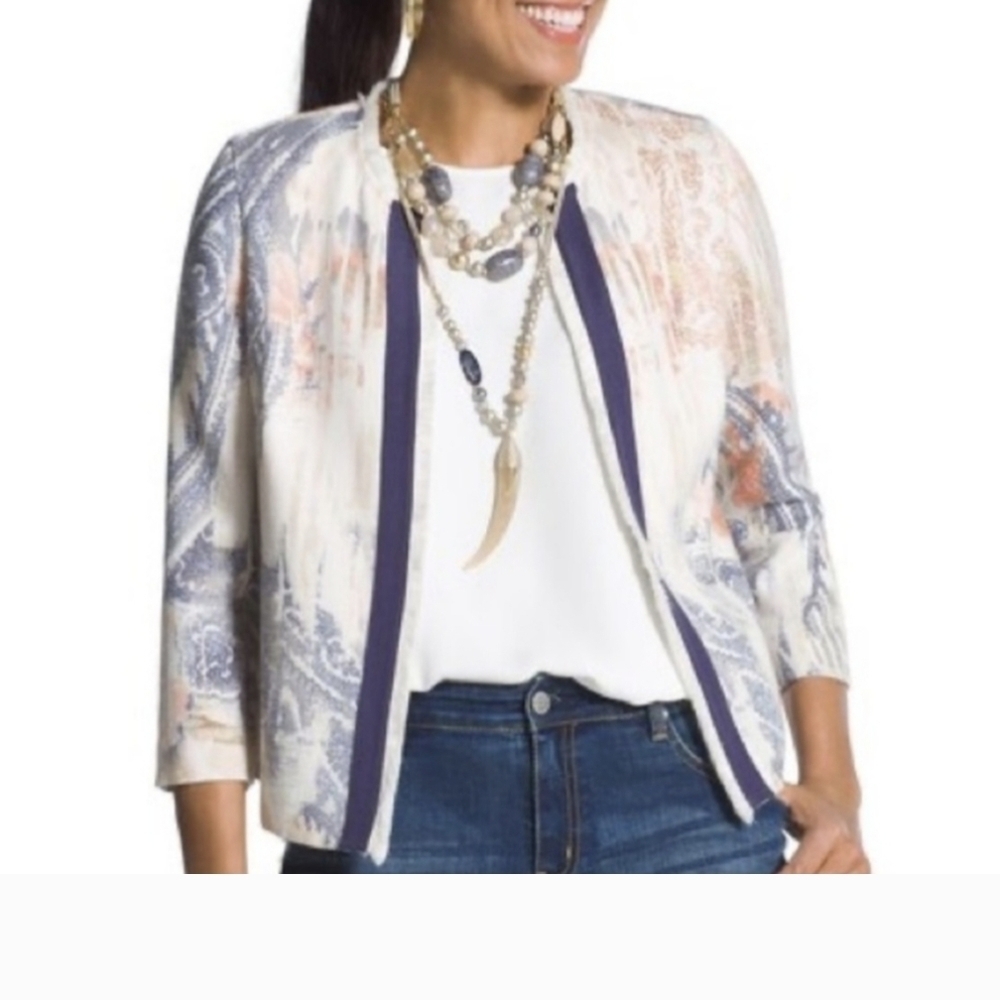 Chico's Open Front Paisley Jacet